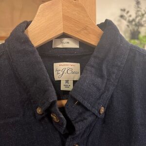 J.Crew Navy Slim Brushed Twill Long Sleeved Button-Up Shirt
